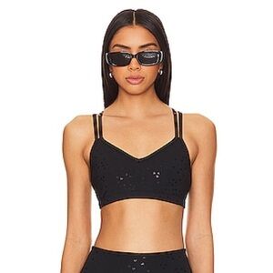 Beyond Yoga Double Back Sports Bra in Black Sprinkled Hearts